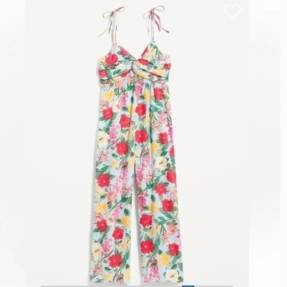 NWT Old Navy (2022) Twist Front Crop Jumpsuit in Multi Floral Size Small - Picture 3 of 12